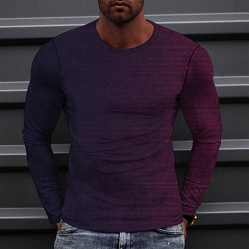 

Men's T shirt Tee Tee Graphic Round Neck Purple Long Sleeve 3D Print Casual Daily Print Tops Fashion Designer Comfortable Big and Tall