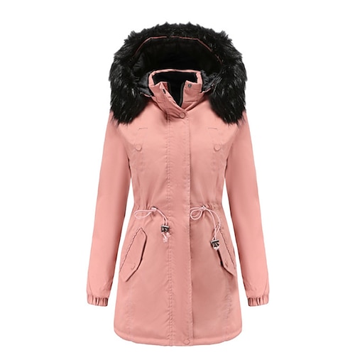 

Women's Winter Jacket Winter Coat Parka Warm Comfortable Outdoor Daily Wear Vacation Going out Zipper Pocket Fur Collar Fleece Lined Zipper Hoodie Ordinary Casual Daily Comfortable Street Style Solid