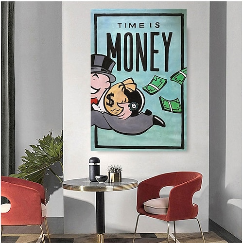 

Handmade Hand Painted Oil Painting Wall Street Art Money Alec Monopoly Modern Abstract Painting Home Decoration Decor Rolled Canvas No Frame Unstretched