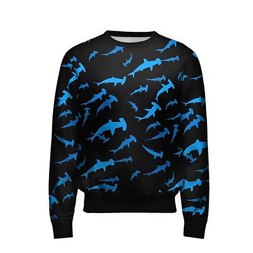 

Men's Unisex Sweatshirt Pullover Graphic Prints Fish Print Daily Sports Holiday 3D Print Casual Streetwear Hoodies Sweatshirts Black