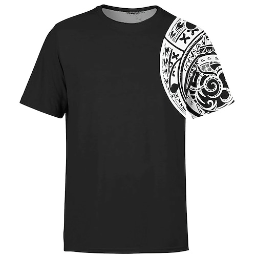

Men's Unisex T shirt Tee 3D Print Tribal Graphic Prints Crew Neck Street Daily Print Short Sleeve Tops Casual Comfortable Big and Tall Sports Black Gold / Summer