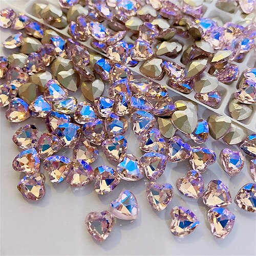 

10 Pcs Nail Art Starry Powder Pointed Bottom Diamond Jewelry Pink Crooked Fat Square Rectangular Shaped Diamond Crystal Glass Nail Drill