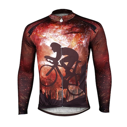 

21Grams Men's Cycling Jersey Long Sleeve Bike Top with 3 Rear Pockets Mountain Bike MTB Road Bike Cycling Breathable Quick Dry Moisture Wicking Reflective Strips Brown Galaxy Polyester Spandex Sports