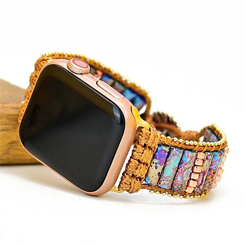 

1PC Smart Watch Band Compatible with Apple iWatch Series 8 7 6 5 4 3 2 1 SE Decorative Rings Loops for iWatch Smartwatch Strap Wristband Fabric Beaded Handmade Adjustable Braided