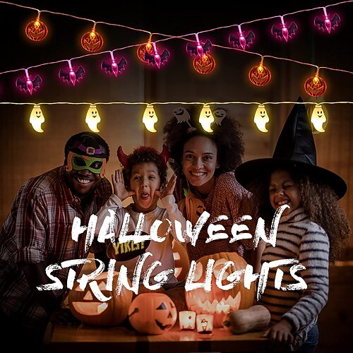 

Halloween Pumpkin String Lights Bat Ghost Eyeball Skull Lights 3m 20LEDs Battery Powered Halloween Party Home Garden Horror Atmosphere Decoration Props