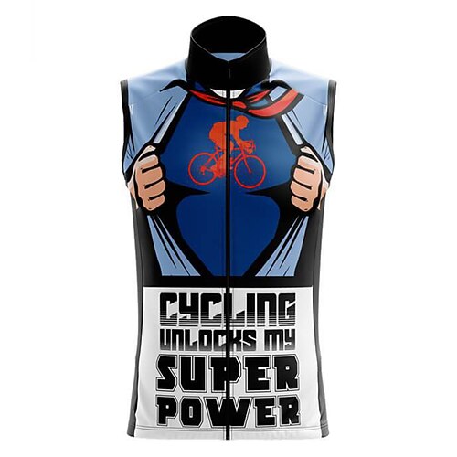 

21Grams Men's Cycling Vest Sleeveless Blue Graphic Bike Breathable Quick Dry Reflective Strips Back Pocket Polyester Spandex Sports Graphic Clothing Apparel