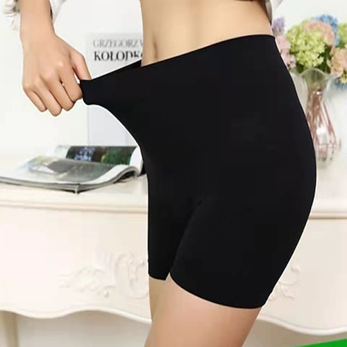 

Women's Biker Shorts Cotton Blend Apricot White Black High Waist Fashion Daily Yoga Stretchy Short Tummy Control Solid Color One-Size / Skinny
