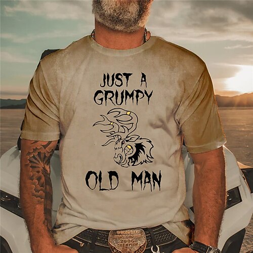 

Men's Unisex T shirt Tee 3D Print Cartoon Graphic Prints Letter Crew Neck Street Daily Print Short Sleeve Tops Designer Casual Vintage Big and Tall Khaki / Summer