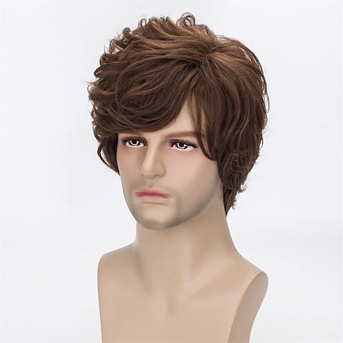 

Wigs Male Short Brown Wig Aicos Frodo Mens Wigs Short Mens Wavy Curly Cosplay Wig Halloween Costume Shaggy Male Wig