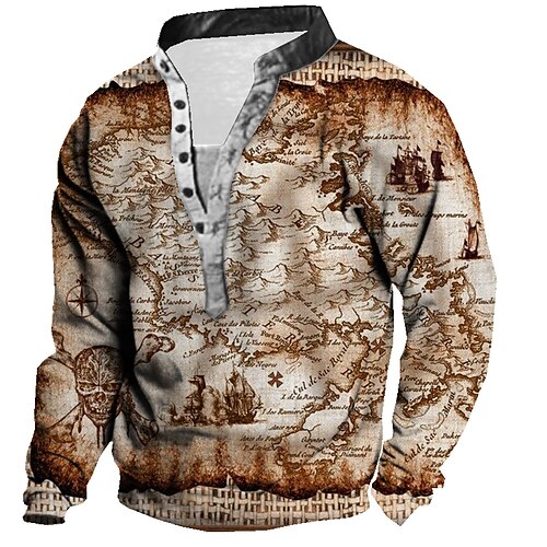 

Men's Unisex Sweatshirt Pullover Button Up Hoodie Blue Army Green Khaki Brown Gray Standing Collar Skull Graphic Prints Print Casual Daily Sports 3D Print Streetwear Designer Casual Spring & Fall