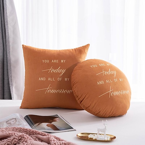 

Velvet Pillow Case Minimalist Alphabet Comfortable Couch Cushion Cover Decorative for Couch Sofa Bed 1PC