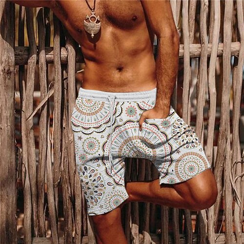 

Men's Designer Classic Shorts Beach Shorts 3D Print Drawstring Elastic Waist Short Pants Casual Daily Micro-elastic Graphic Prints Flower / Floral Comfort Breathable Mid Waist White S M L XL XXL