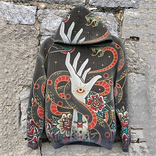 

Men's Unisex Hoodie Pullover Hoodie Sweatshirt Graphic Prints Hand Print Hooded Daily Sports 3D Print Designer Casual Hoodies Sweatshirts Long Sleeve Black