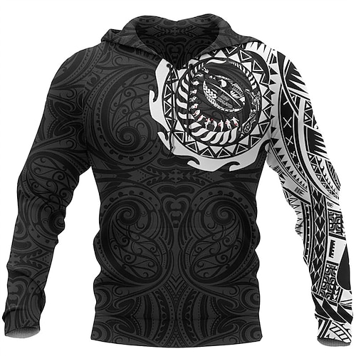 

Men's Unisex Hoodie Pullover Hoodie Sweatshirt Tribal Graphic Prints Print Hooded Daily Sports 3D Print Designer Casual Hoodies Sweatshirts Long Sleeve Black