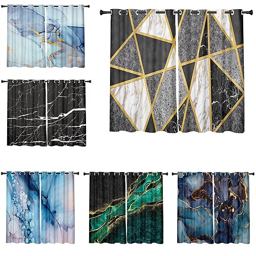 

2 Panels Set Blackout Curtains Geometric Printed Thermal Insulated Curtains for Bedroom Living Room Modern Grommet Window Drapes Curtain Drapes