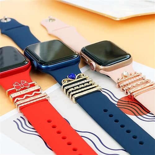 

Smartwatch Band Decorations Compatible with Apple iWatch Series 8 7 6 5 4 3 2 1 SE Decorative Rings Loops for iWatch Smartwatch Strap Wristband Metal Adjustable Shockproof