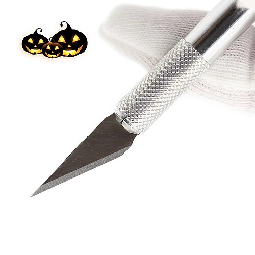 

1Set Halloween Pumpkin Carving Kit Metal Handle Scalpel Blade Knife Wood Paper Cutter Craft Pen Engraving Cutting Supplies DIY Stationery Utility Knife