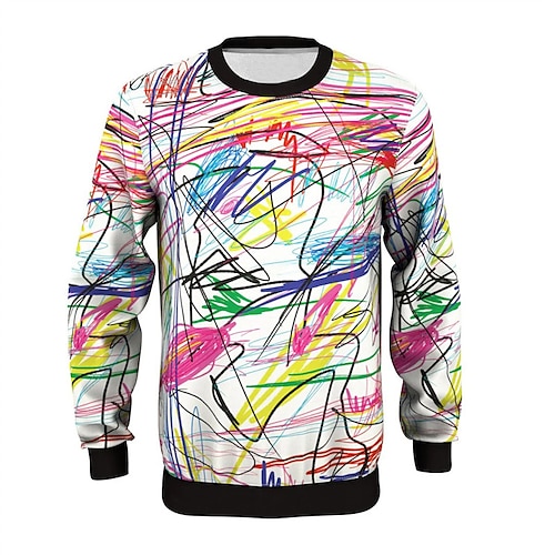 

Men's Unisex Sweatshirt Pullover Abstract Graphic Prints Print Daily Sports Holiday 3D Print Casual Streetwear Hoodies Sweatshirts White