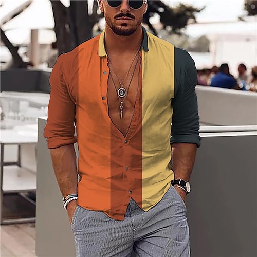 

Men's Shirt 3D Print Rainbow Striped Turndown Street Casual Button-Down Print Long Sleeve Tops Designer Casual Fashion Breathable Rainbow