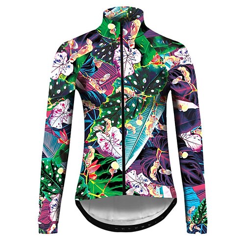 

21Grams Women's Cycling Jersey Long Sleeve Bike Top with 3 Rear Pockets Mountain Bike MTB Road Bike Cycling Breathable Quick Dry Moisture Wicking Reflective Strips Green Floral Botanical Polyester