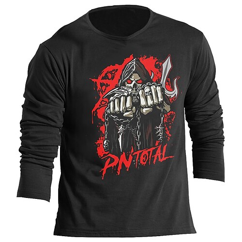 

Men's Unisex T shirt Tee Skull Letter V Neck Green Navy Blue Gray Black Print Outdoor Street Long Sleeve Print Clothing Apparel Sports Designer Simple Casual