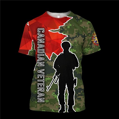 

Men's Unisex T shirt Tee 3D Print Camouflage Graphic Prints Soldier Crew Neck Street Daily Print Short Sleeve Tops Designer Casual Big and Tall Sports Green / Summer