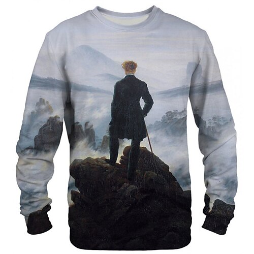 

Men's Unisex Sweatshirt Graphic Prints Human Print Outdoor Street Daily 3D Print Basic Sports Hoodies Sweatshirts Long Sleeve Blue