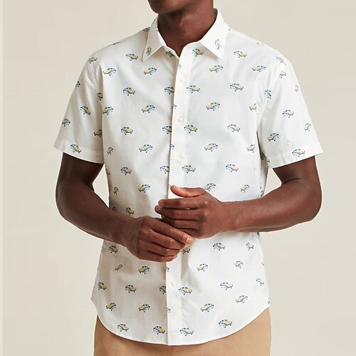 

Men's Shirt 3D Print Car Turndown Street Casual Button-Down Print Short Sleeve Tops Casual Fashion Breathable White / Summer