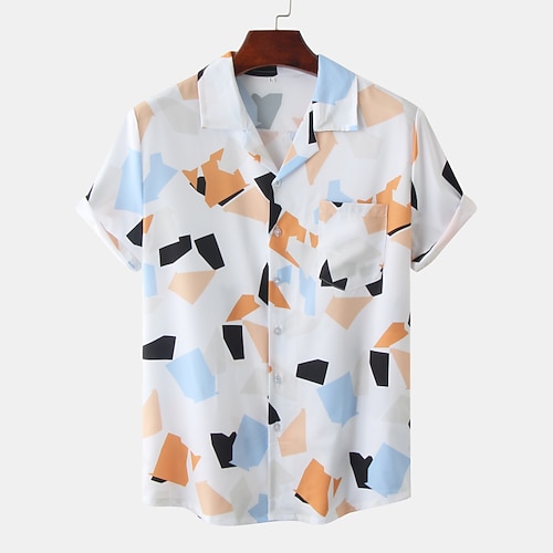 

Men's Shirt Graphic Turndown Casual Daily Short Sleeve Tops Tropical Rainbow