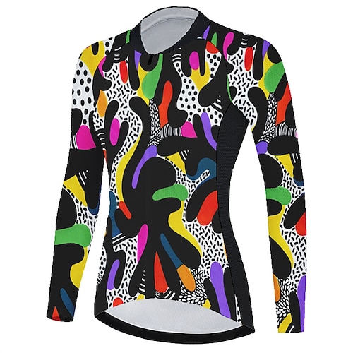 

21Grams Women's Cycling Jersey Long Sleeve Bike Top with 3 Rear Pockets Mountain Bike MTB Road Bike Cycling Breathable Quick Dry Moisture Wicking Reflective Strips Black Graphic Polyester Spandex