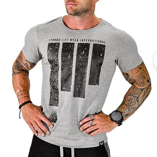 

Men's T shirt Tee Graphic Crew Neck Light gray Black Print Street Holiday Short Sleeve Print Clothing Apparel Designer Casual Comfortable / Summer / Summer