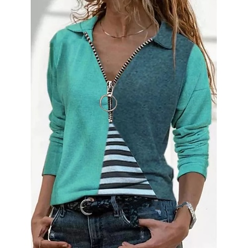 

Women's T shirt Tee Floral Butterfly Leopard Casual Weekend Floral Butterfly Painting T shirt Tee Long Sleeve Quarter Zip Print Shirt Collar Basic Green Yellow Light Green S / 3D Print