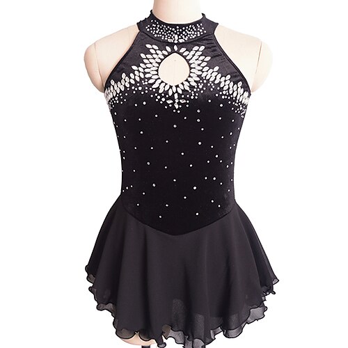 

Figure Skating Dress Women's Girls' Ice Skating Dress Black Red Blue Open Back High Elasticity Training Competition Skating Wear Crystal / Rhinestone Sleeveless Ice Skating Figure Skating / Winter