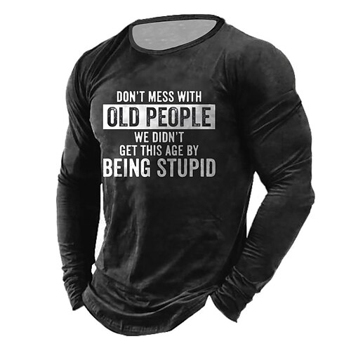 

Men's Unisex T shirt Tee 3D Print Graphic Prints Letter Crew Neck Daily Holiday Print Long Sleeve Tops Lightweight Casual Classic Big and Tall Black