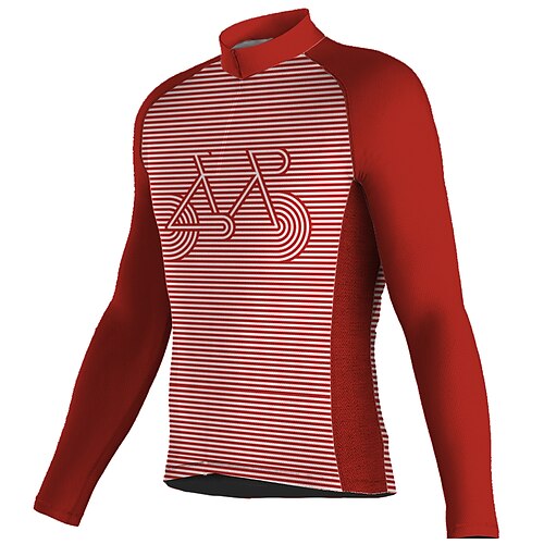 

21Grams Men's Cycling Jersey Long Sleeve Bike Top with 3 Rear Pockets Mountain Bike MTB Road Bike Cycling Breathable Quick Dry Moisture Wicking Reflective Strips Black Orange Red Stripes Polyester