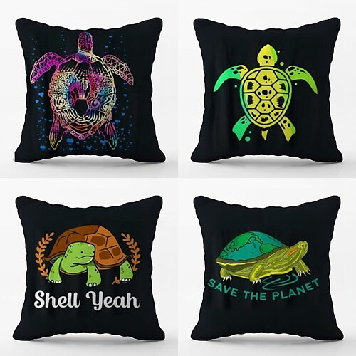 

I Like Turtles,Funny Turtles Double Side Cushion Cover 4PC Soft Decorative Square Throw Pillow Cover Cushion Pillowcase for Bedroom Livingroom