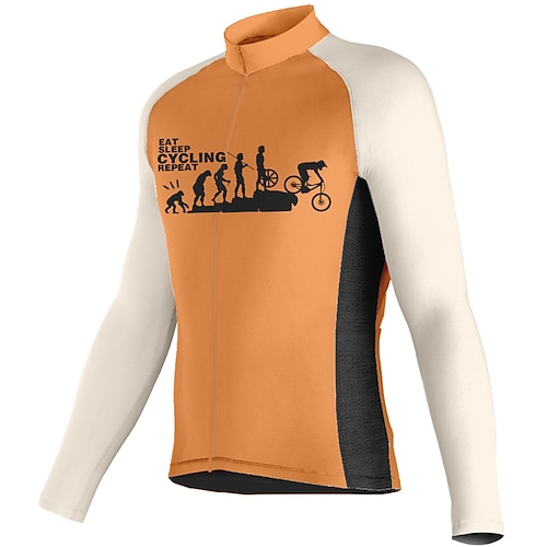 

21Grams Men's Cycling Jersey Long Sleeve Bike Top with 3 Rear Pockets Mountain Bike MTB Road Bike Cycling Breathable Quick Dry Moisture Wicking Reflective Strips Orange Graphic Polyester Spandex