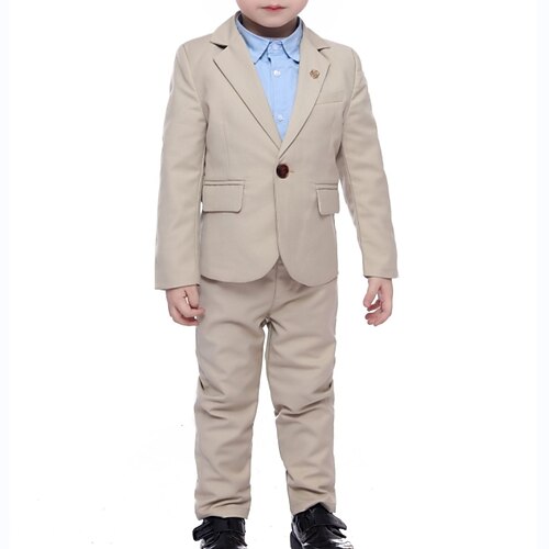 

Kids Boys Suit & Blazer Clothing Set 2 Pieces Long Sleeve Pink khaki Solid Color School Vacation Gentle Preppy Style 2-8 Years