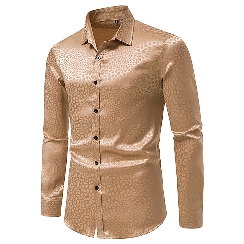 

Men's Shirt Solid Color Button Down Collar Party Wedding Print Tops Casual Fashion Classic Retro White Black Khaki