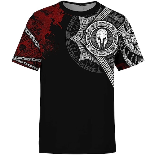 

Herren Unisex T Shirt Stammes Grafik-Drucke Rundhalsausschnitt Schwarz / Rot 3D-Druck Outdoor Strasse Kurzarm Bedruckt Bekleidung Sport Casual Komfortabel Groß und hoch / Sommer / Sommer