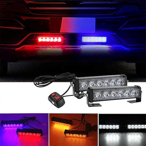 

OTOLAMPARA 12W 2x6 LED Strobe Lights for Car Emergency Warning Lights Police Flasher Car Alarm Beacon 12V Red Blue Yellow White Automotive Lamp