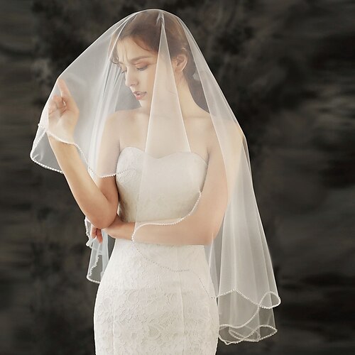 

One-tier Luxury / Sweet Wedding Veil Elbow Veils with Pure Color / Splicing 59.06 in (150cm) Tulle