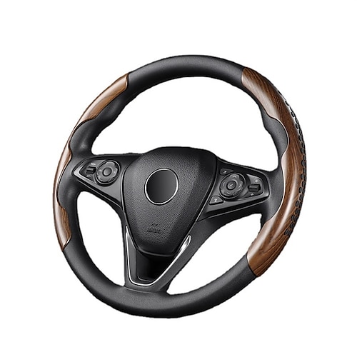 

2 PCS PU Leather Car Steering Wheel Cover Breathable Universal Fit For 15""~15""1/2