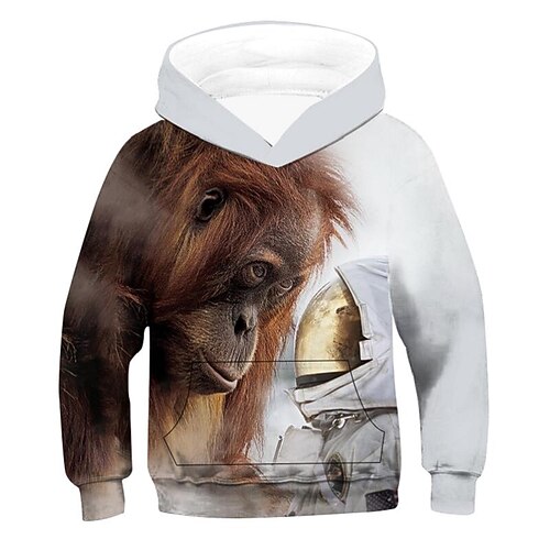 

Kids Unisex Hoodie Graphic Outdoor 3D Print Long Sleeve Pocket Fashion 3-12 Years Winter Brown