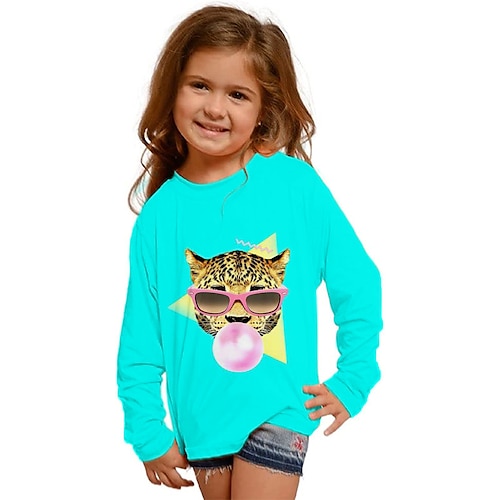 

Kids Girls' T shirt Animal Outdoor 3D Print Long Sleeve Active 3-12 Years Winter Blue