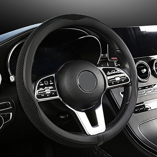 

Steering Wheel Cover Universal 15 inch The Latest Microfiber Leather Breathable Technology Fabric Non-Slip Comfortable Warm in Winter and Cool in Summer