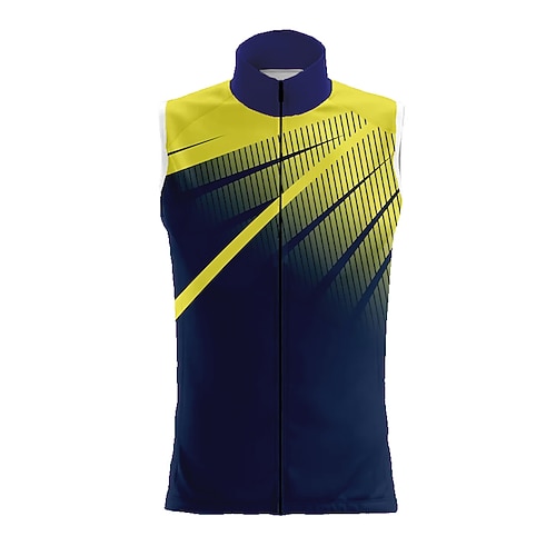 

21Grams Men's Cycling Vest Sleeveless Blue Yellow Stripes Bike Breathable Quick Dry Reflective Strips Back Pocket Polyester Spandex Sports Stripes Clothing Apparel