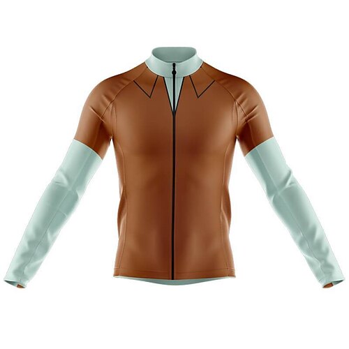 

21Grams Men's Cycling Jersey Long Sleeve Bike Top with 3 Rear Pockets Mountain Bike MTB Road Bike Cycling Breathable Quick Dry Moisture Wicking Reflective Strips Coffee Color Block Polyester Spandex