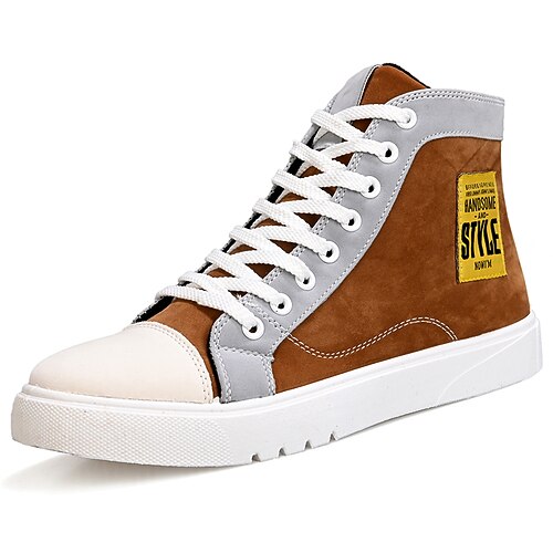 

Men's Sneakers British Style Plaid Shoes Casual British Preppy Daily PU Black Brown Color Block Fall Winter