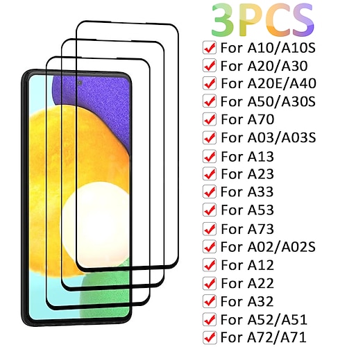 

3PCS Protective Glass for Samsung A53 A73 A03 A13 A52 A32 A72 A12 A02 Screen Protector For Samsung A51 A71 A10 A30S A50 Glass